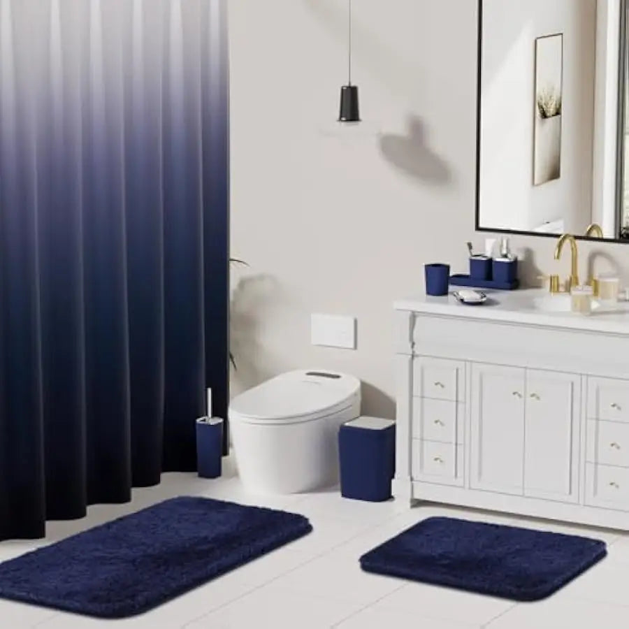 Bathroom Accessories Set With Shower Curtain Rugs And Soap Dispenser