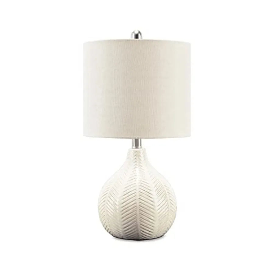 Contemporary Table Lamp With Drum Hardback Fabric Shade