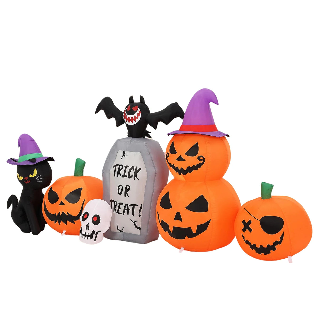 HiMISS Halloween Pumpkin Cat Tombstone Inflatable Decor With LED Lights