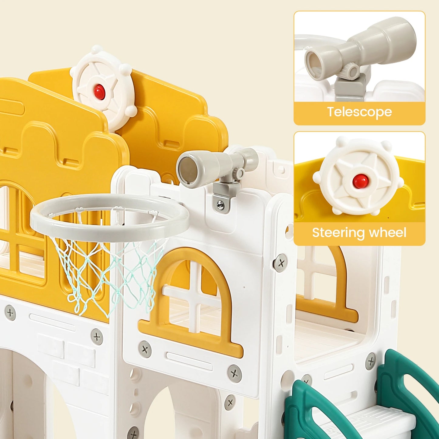 Toddler Indoor Playground Slide With Basketball Hoop