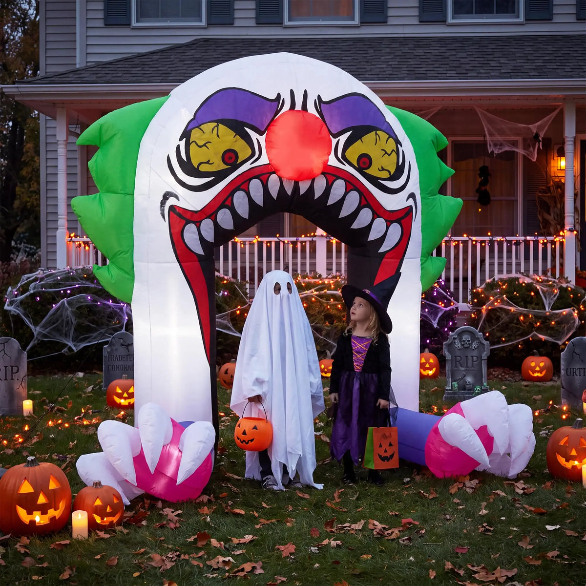 HiMISS Halloween Inflatable Clown Arch With LED Lights for Parties