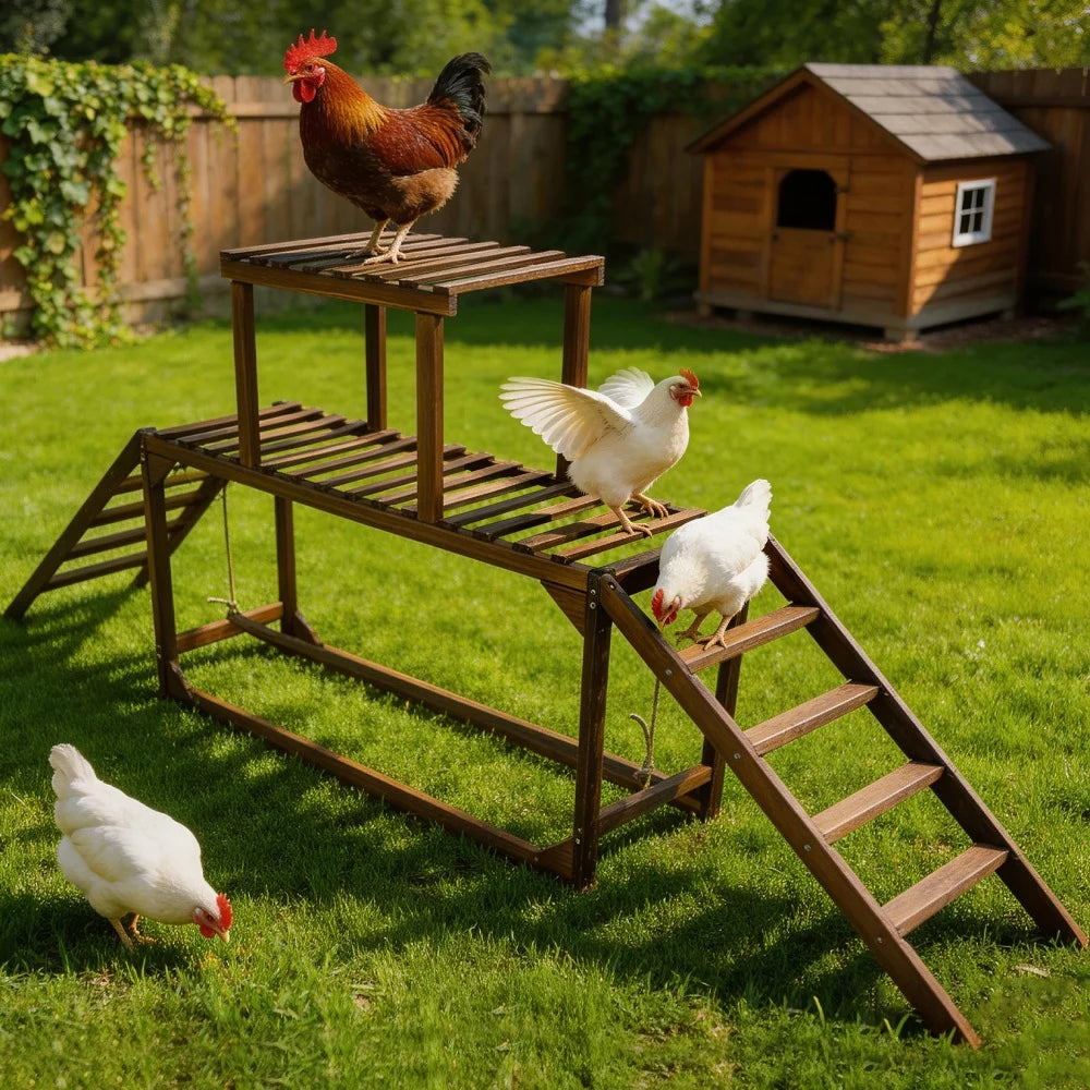 BORWART Farm Animals Chicken Coop Toy With Swing Ladder