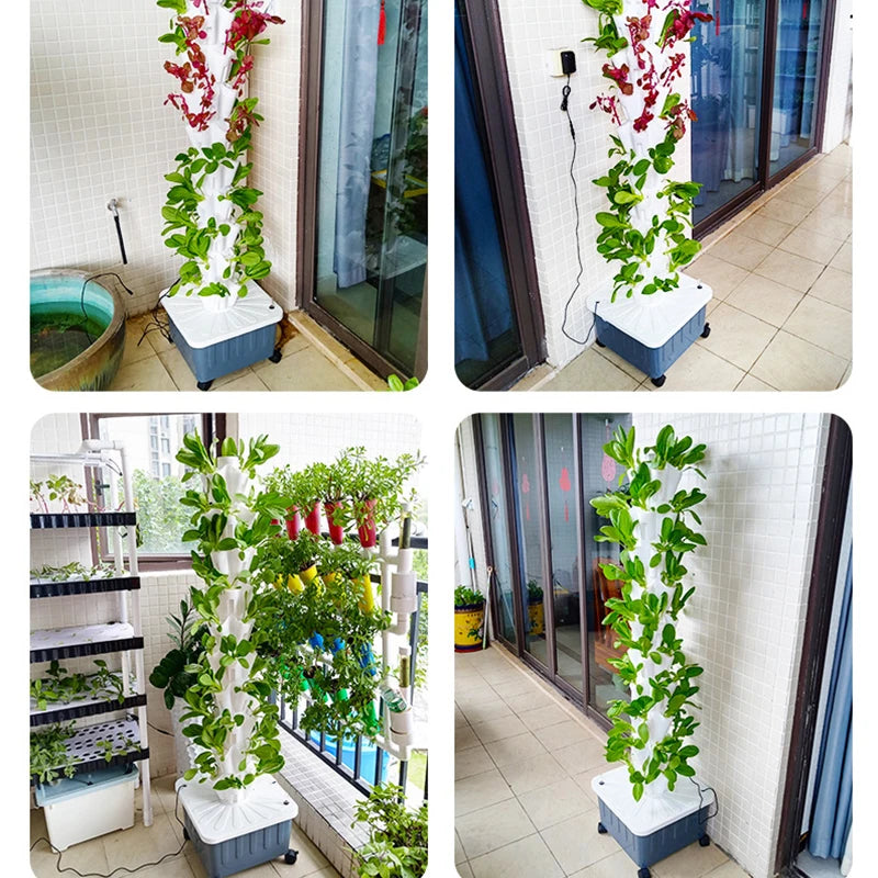 DIY Home Garden Vertical Rainfall Tower Planter Detachable Petal Shaped Deluge Planting Column Balcony Hydroponic Growing System