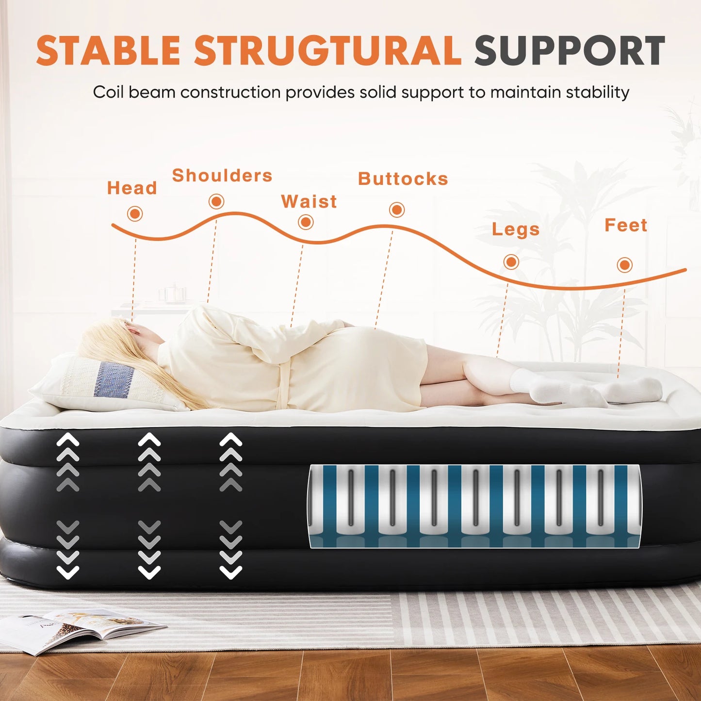 MCQ Air Mattress With Built-In Pump For Home Use Comfort