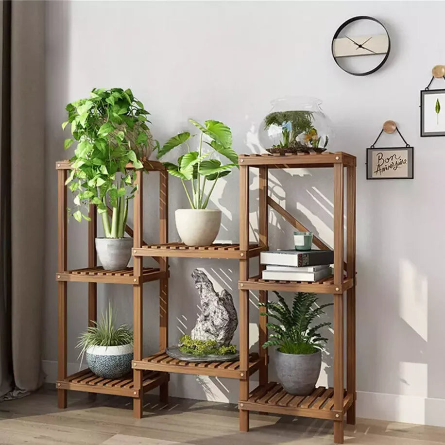 Wisfor Eight Tier Wood Plant Stand Indoor Outdoor Flower Rack
