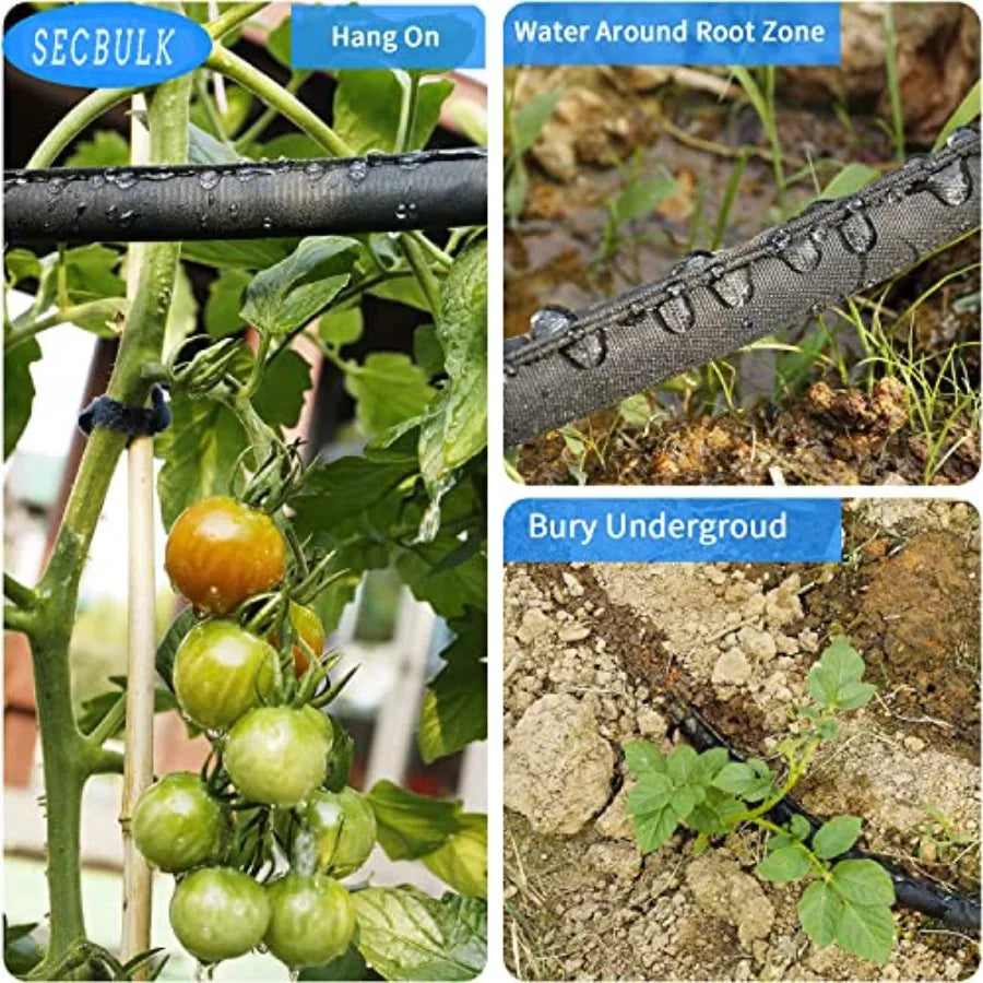 2025 Flat Soaker Hose 200 ft for Garden 200' 50ft x 4 Linkable Drip Hose DIY Garden Irrigation System Saving 80 Water Dual-laye