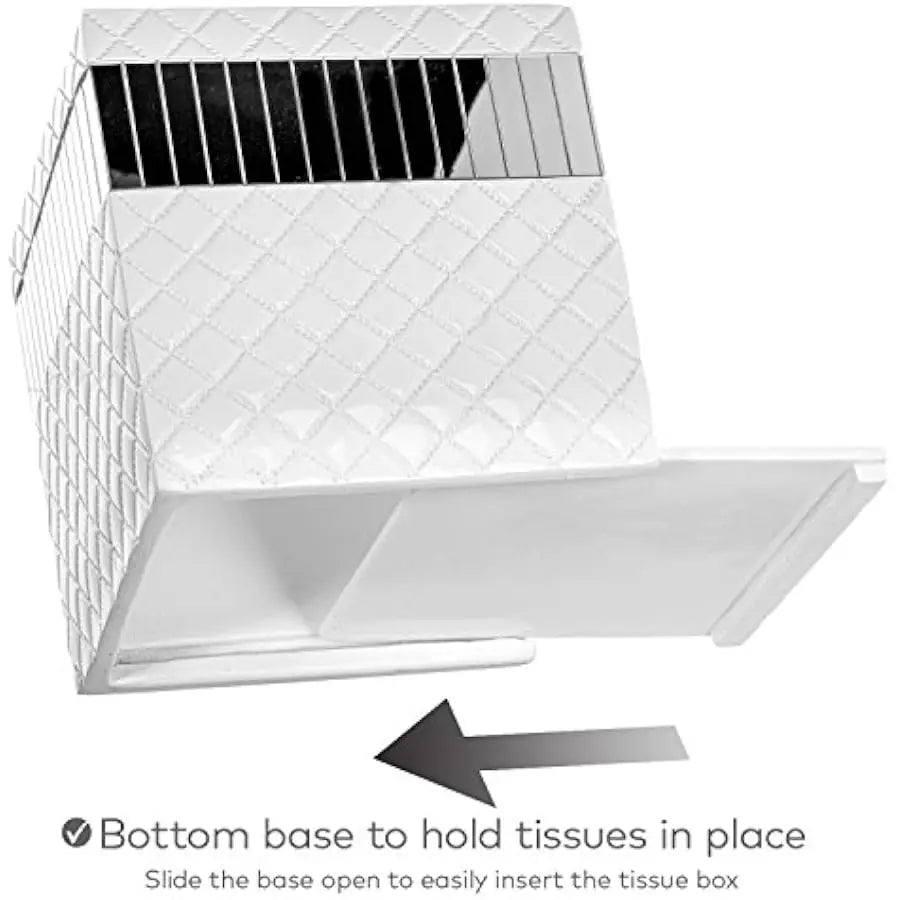 Quilted Mirror Bathroom Accessories Set With Trash Can Tissue Box