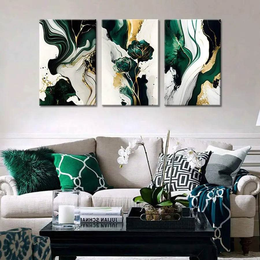 Framed Abstract Marble Wall Art Modern Canvas Print