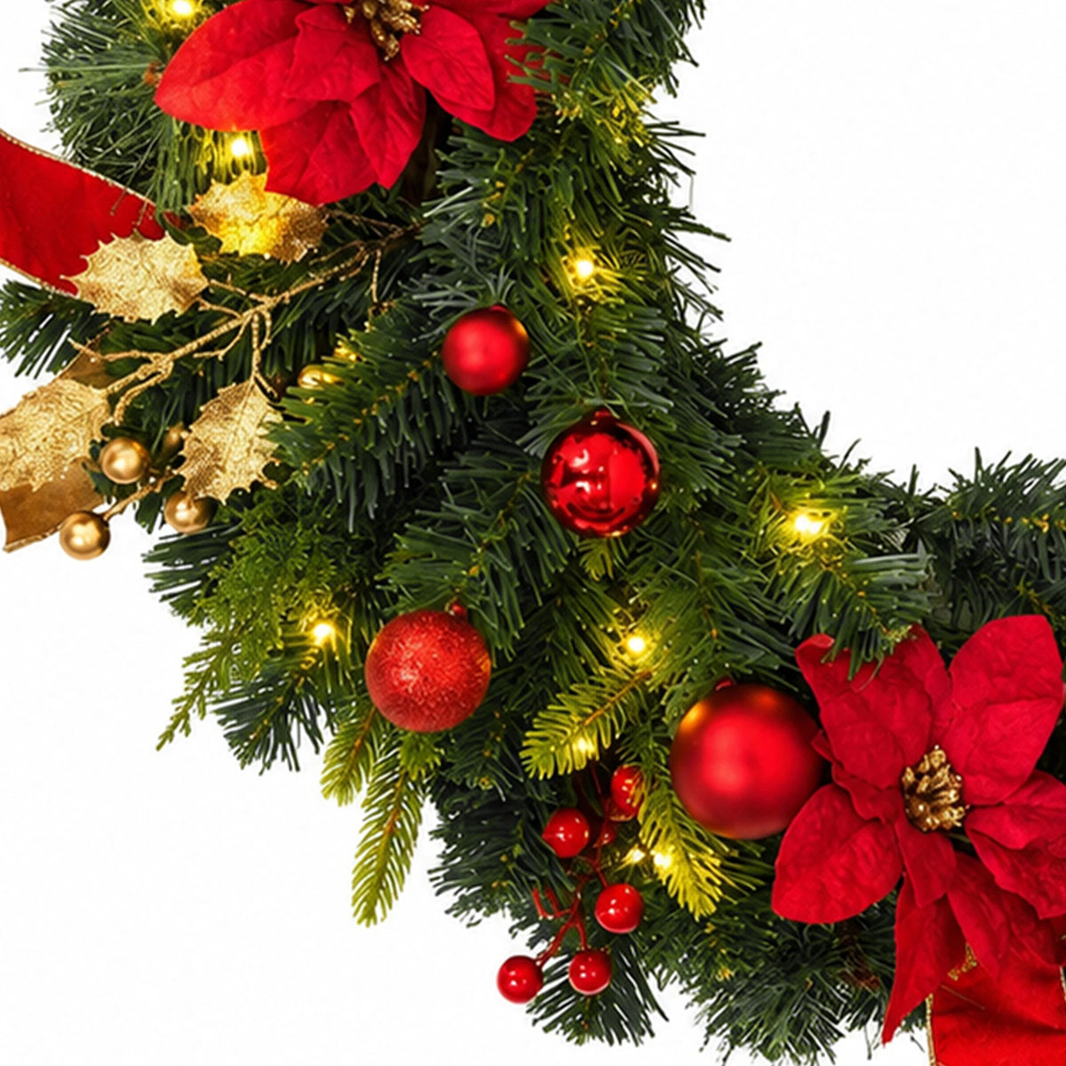 Artificial Christmas Wreath With Led Lights For Home Decor