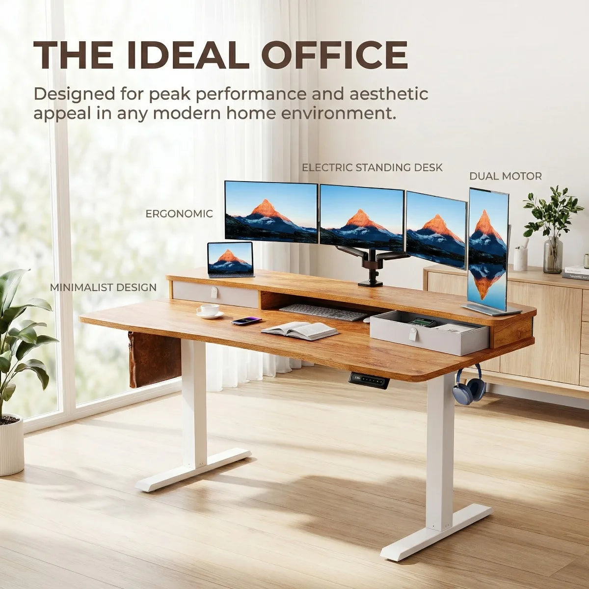 K Kyspho 60x30 Electric Standing Desk With 2 Drawers
