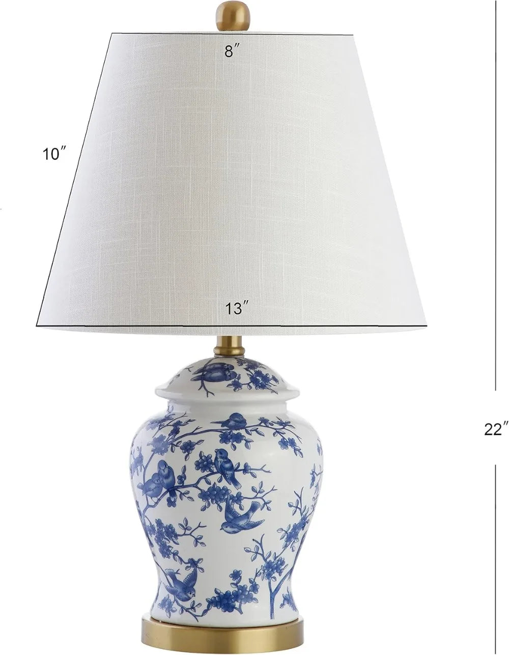 Ceramic Ginger Jar Table Lamp With Linen Shade Bedside Lamp