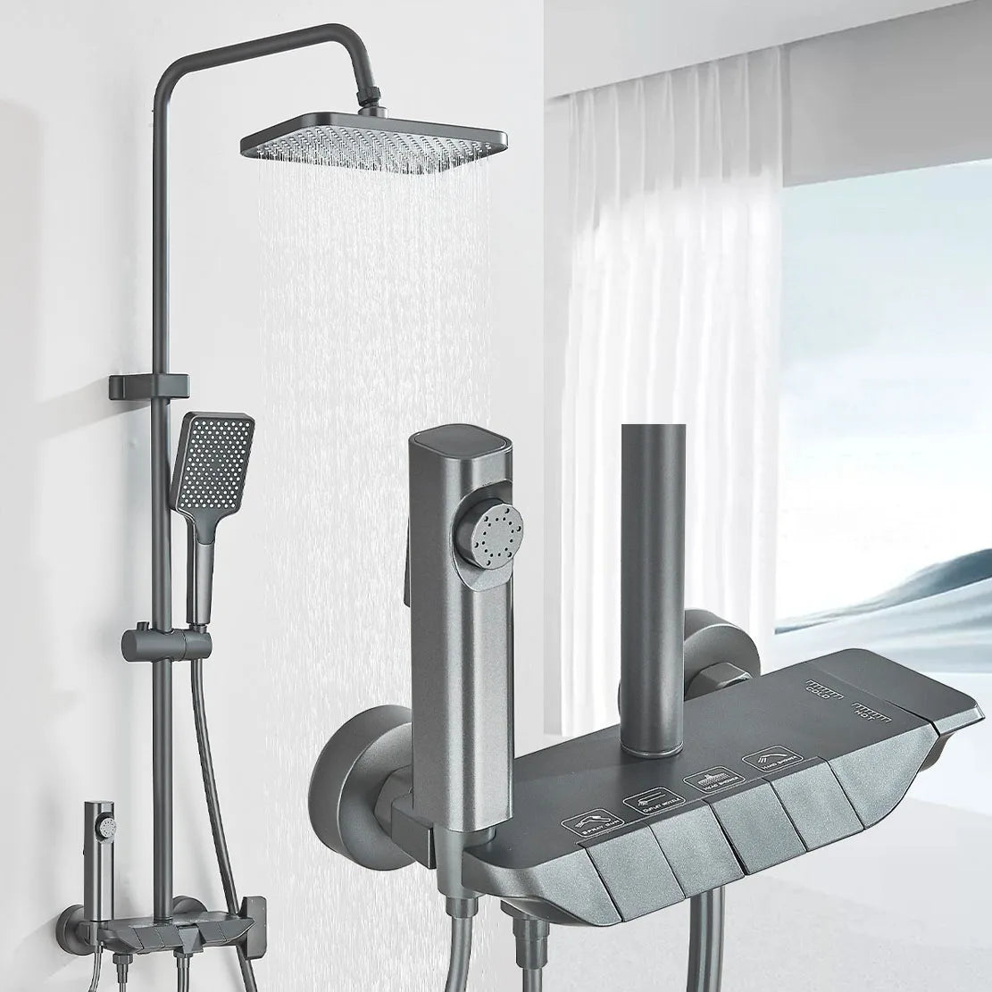 Suguword Four Outlet Bathroom Faucet Set With Bidet Bath System