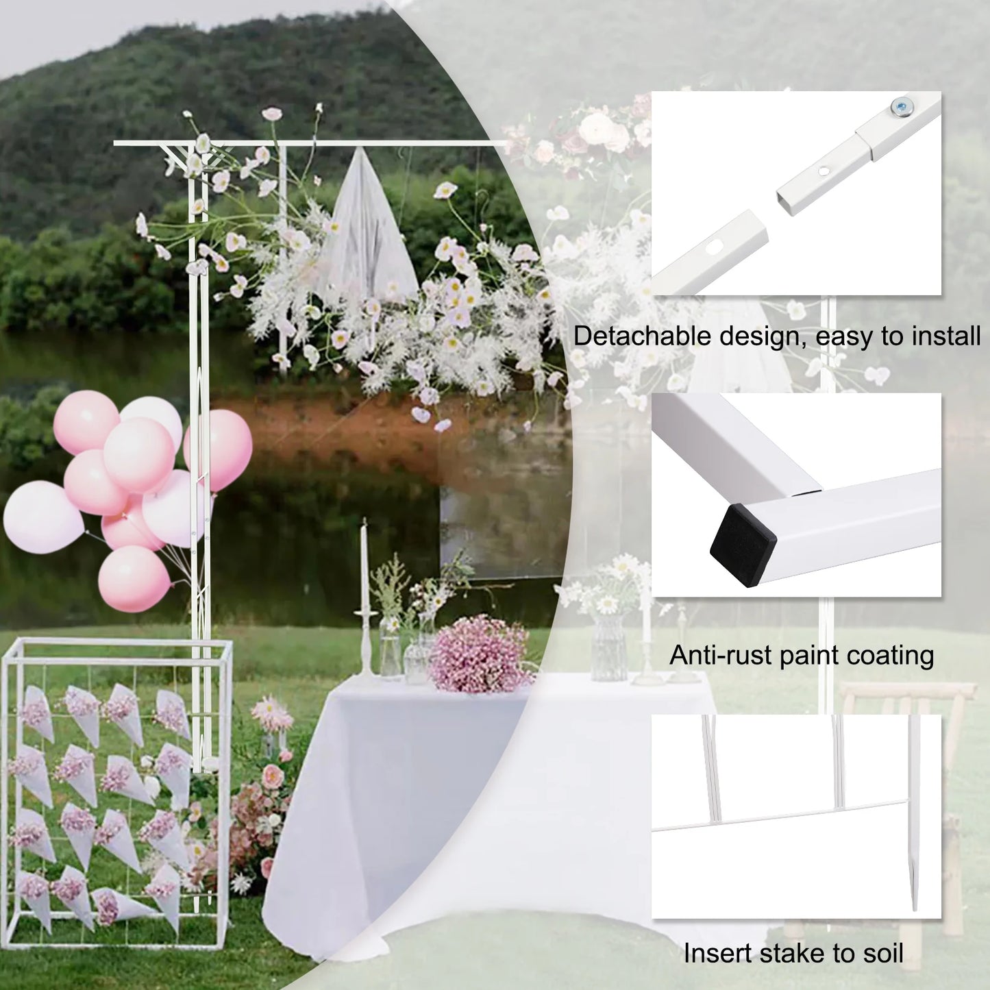 Garden Arch Arbor Metal Wedding Arch Decor Outdoors