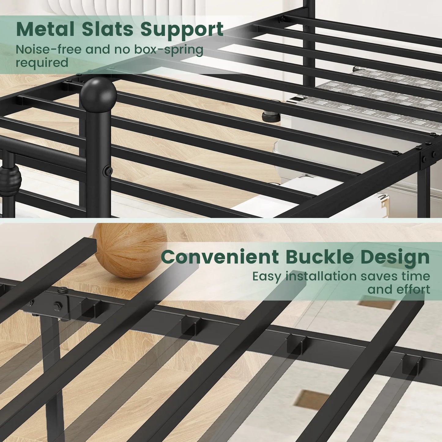 Full/ Queen/ Twin Size Metal Bed Frame w/ Headboard Under-bed Storage Mattress Foundation