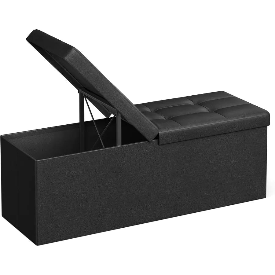 XIUWO Storage Ottoman Bench With Flipping Lid Iron Frame