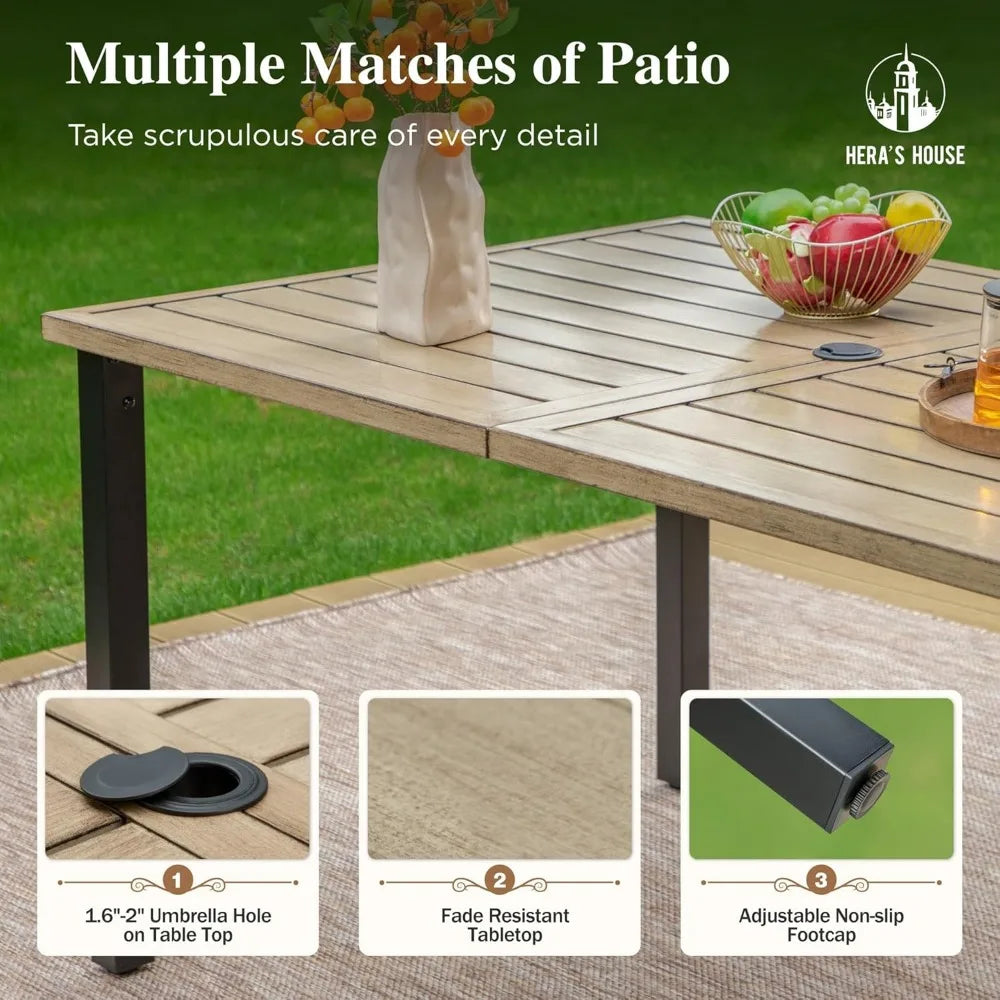 NBVCX 7-Piece Outdoor Dining Set for Six with Metal Table