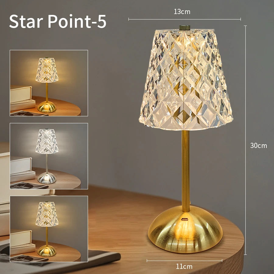 Table Lamp LED Touch Sensor  Dimmable Desktop Night Light Rechargeable Wireless Reading Lamp for Hotel Bar Bedroom Decor Light