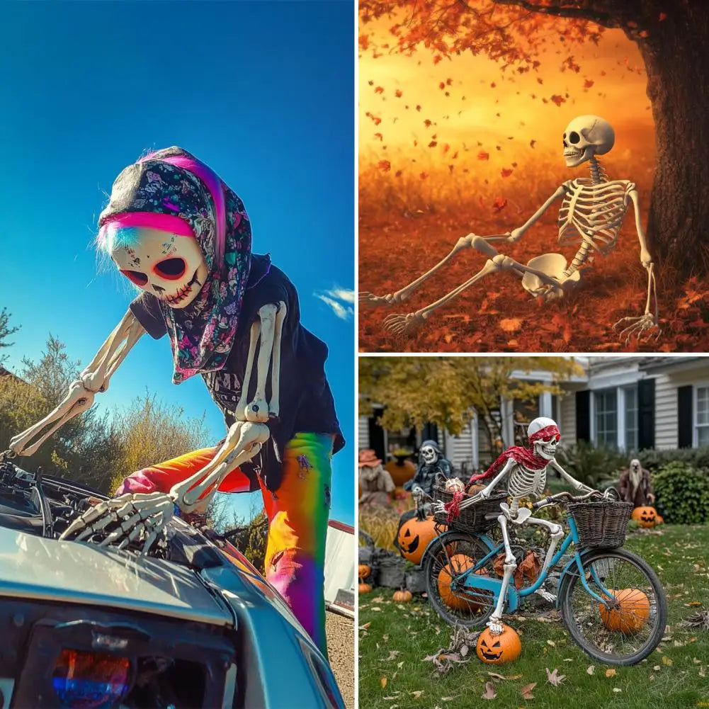 Poseable Plastic Halloween Skeleton Prop Party Decoration