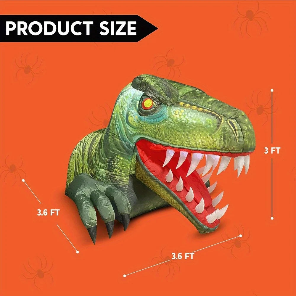 Animated Halloween Inflatable Dinosaur With LED Lights For Yard Decor