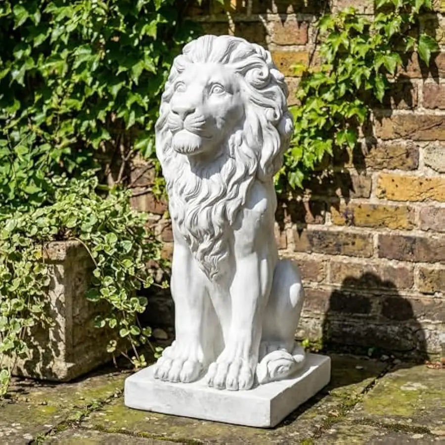 Garden Lion Statue Outdoor Decor Magnesium Oxide Stone Composite Sculpture