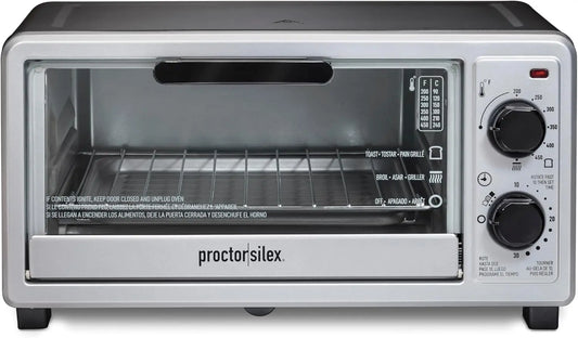 4 Slice Countertop Toaster Oven, Multi-Function with Bake, Toast and Broiler, 1100 Watts, 30 min timer and auto-shutoff