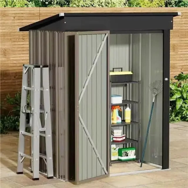 Metal Outdoor Storage Shed With Lockable Door Waterproof Tool Shed