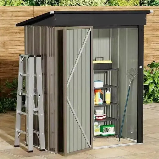 Metal Outdoor Storage Shed With Lockable Door Waterproof Tool Shed