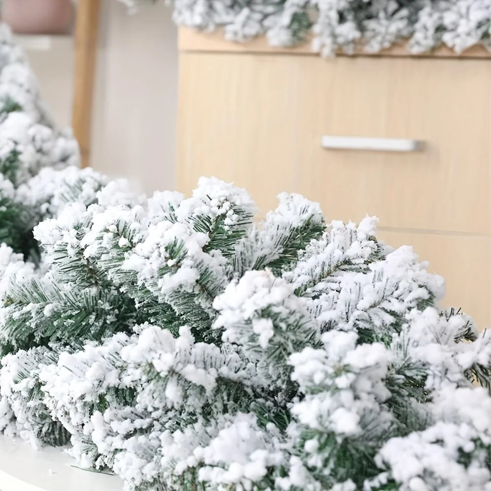Snow Flocked Artificial Christmas Pine Garland for Holiday Home Decor