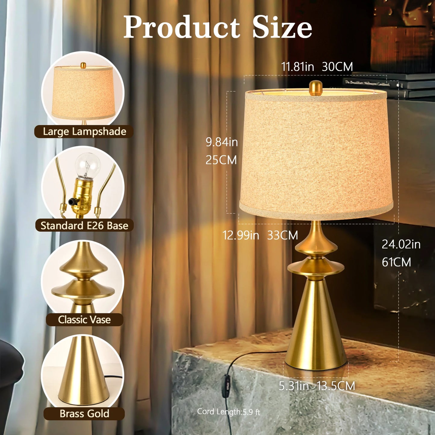 Modern Table Lamp, Contemporary LED Light For Living Room, Bedroom
