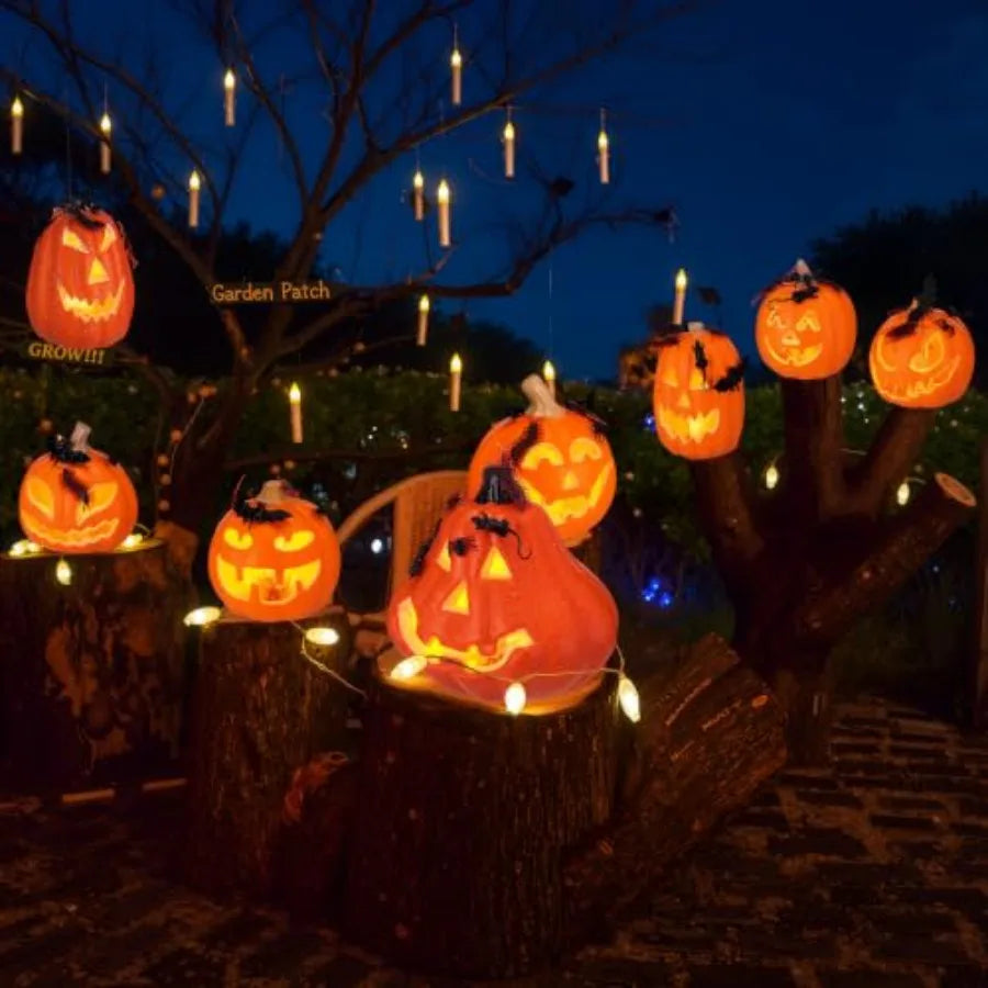 Halloween Pumpkin Lanterns With LED Glow Effect And Insect Decor