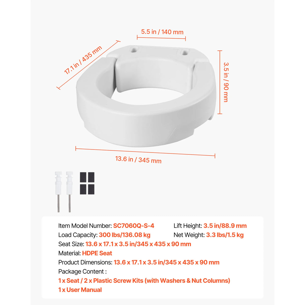 SucceBuy Raised Toilet Seat Riser With Padded Support Handles