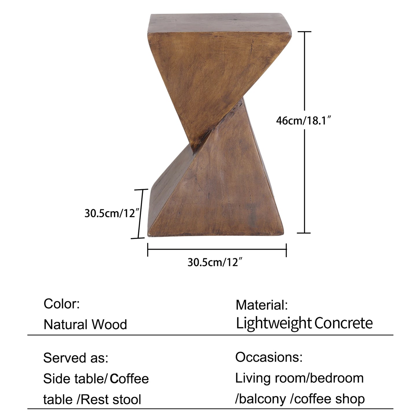 Lightweight Concrete Accent Table With Modern Geometric Design