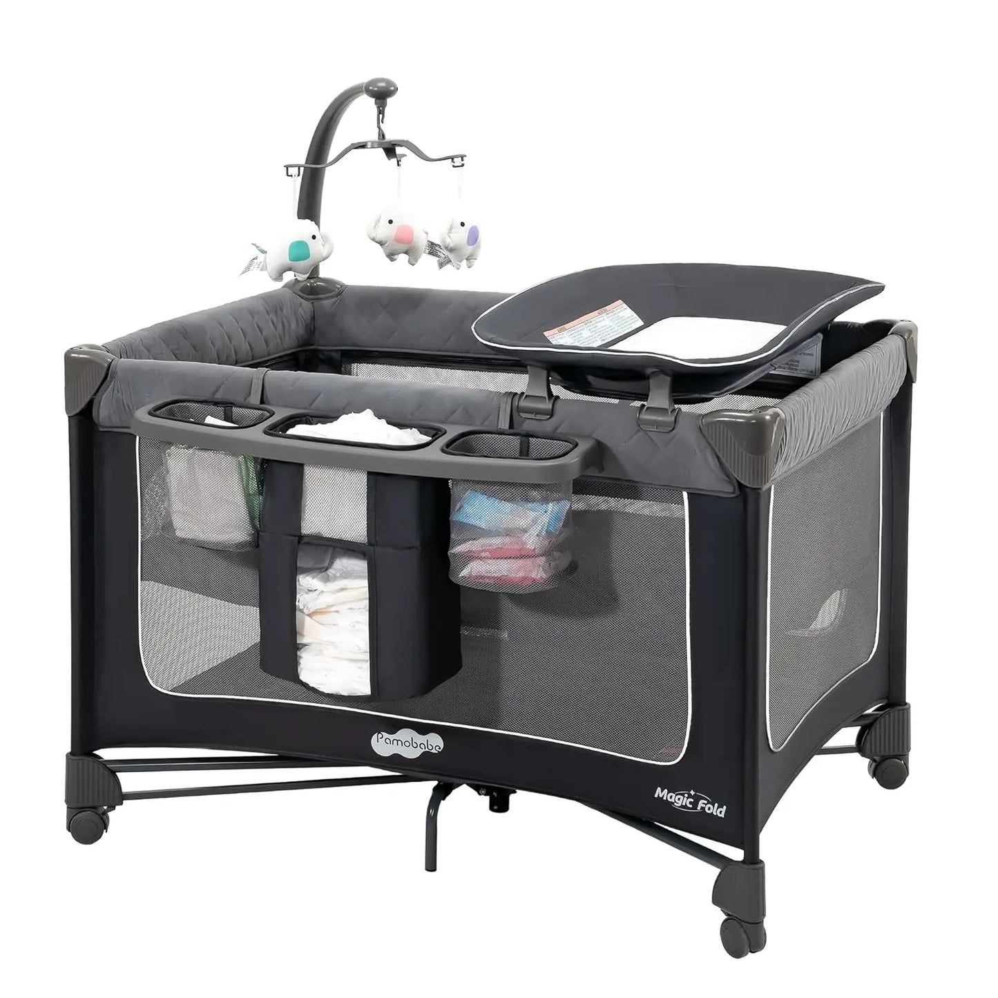 Fold Playard With Bassinet One Step Setup Zip Door And Changing Table