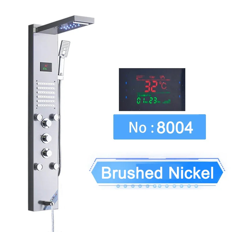 Shinesia LED Shower Panel With Waterfall Rainfall And Massage Jets