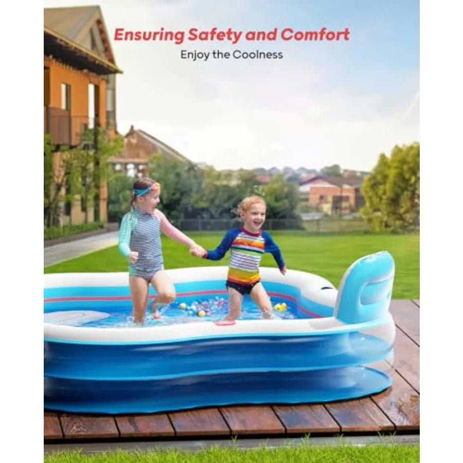 Inflatable Family Pool With Two Seats And Backrests