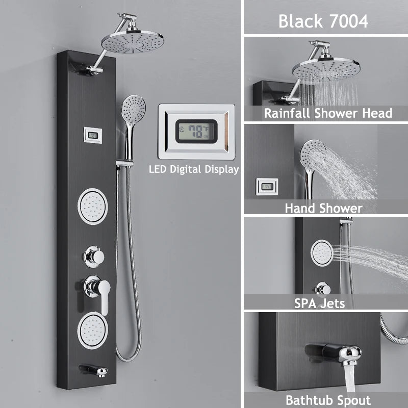 Shinesia LED Shower Panel With Rainfall And Massage Jets