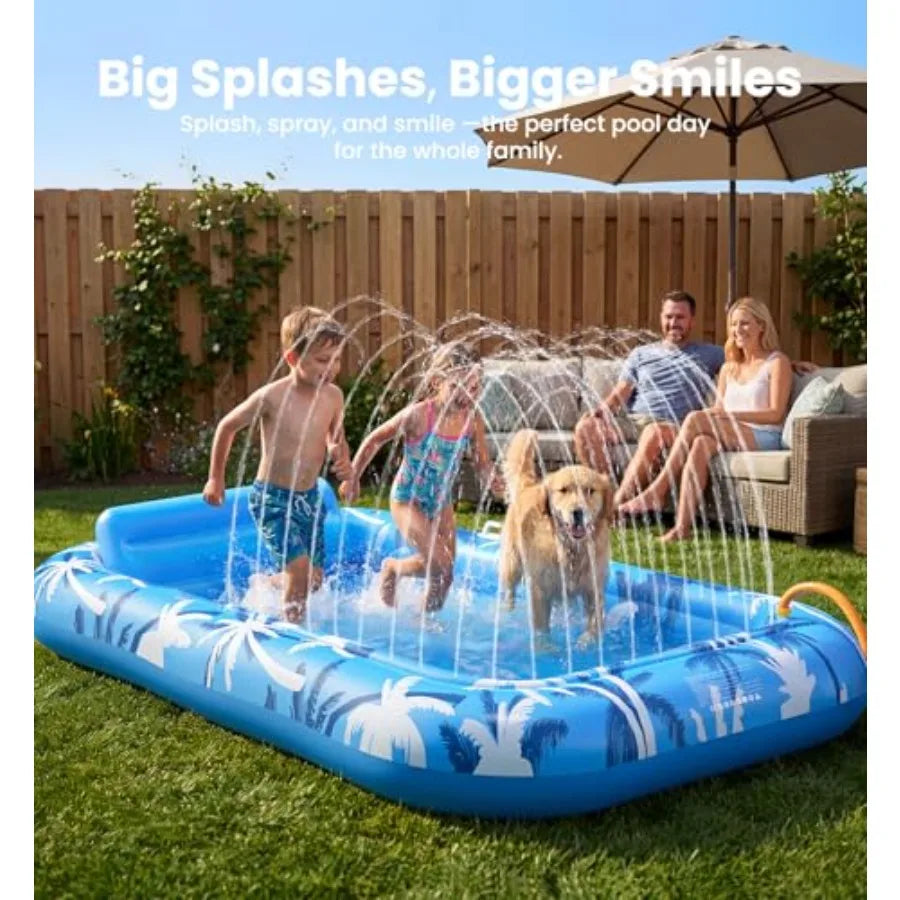 Inflatable Tanning Pool Lounger Float With Sprinkler