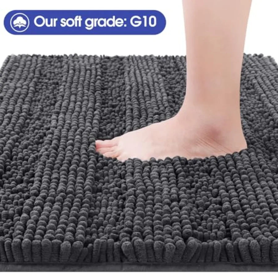 Soft Chenille Non Slip Absorbent Bathroom Rug Mat for Bath