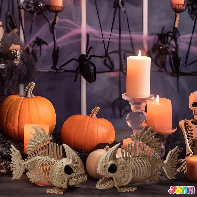 Poseable Fish Skeleton Halloween Decor For Indoor Outdoor Parties