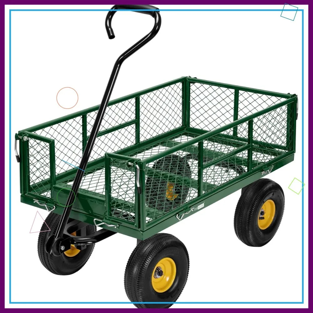 Heavy Duty 880 Lbs Capacity Mesh Steel Garden Cart