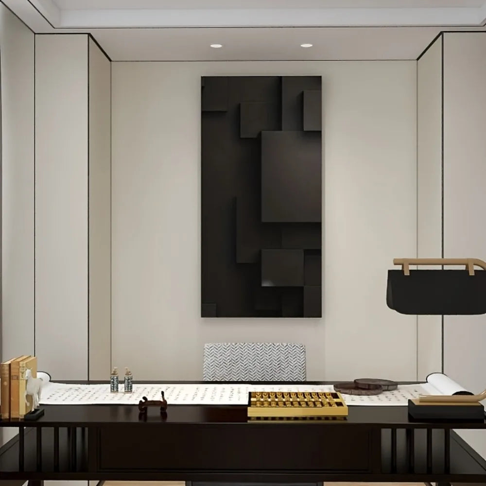 Abstract Geometric Canvas Wall Art Pine Wood Frame