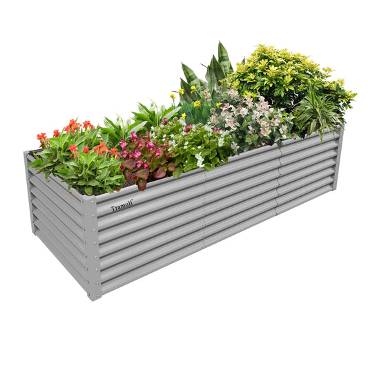 8x3x2FT Galvanized Raised Garden Bed Kit Rectangular Metal Planter Box Outdoor Planter Raised Beds for Vegetables Flowers Herbs