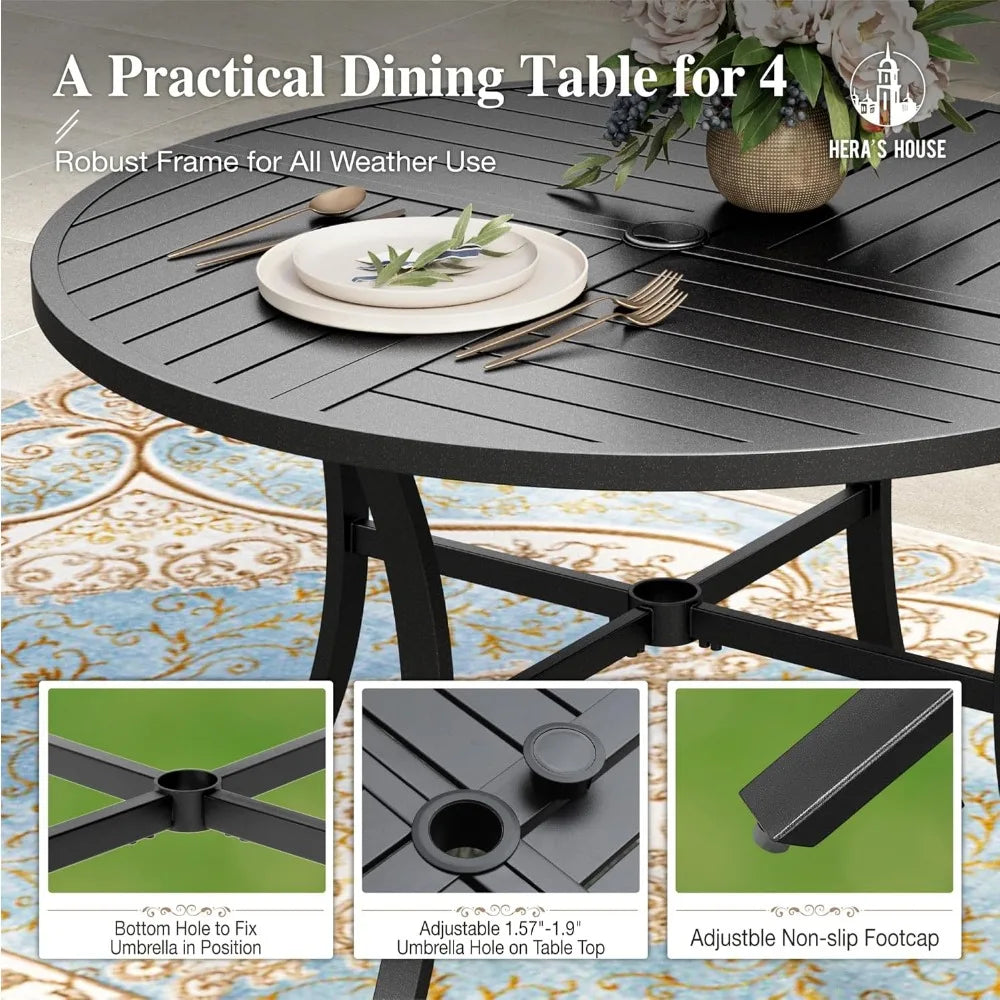 NBVCX 5-Piece Outdoor Dining Set With Round Table And Chairs