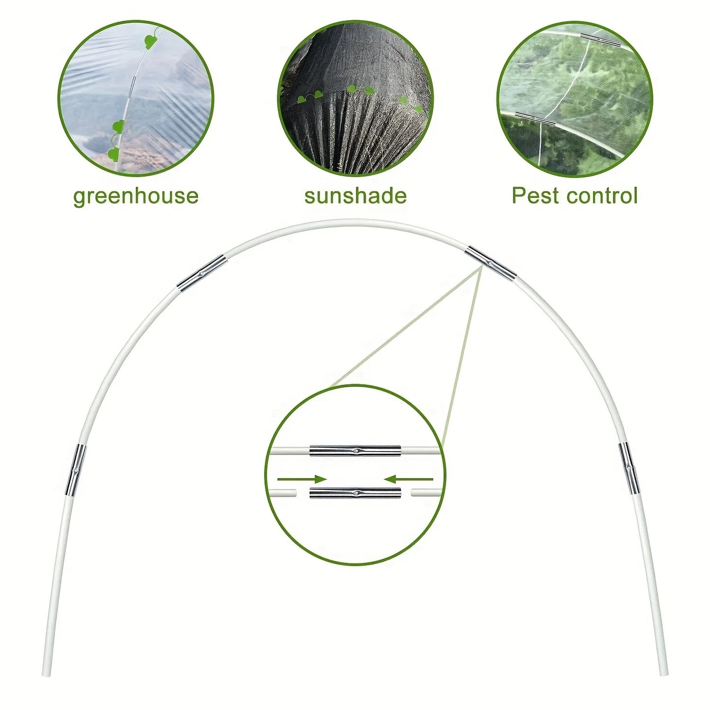 Greenhouse Hoops And Fiberglass Poles For Garden Tunnels Rust Resistant