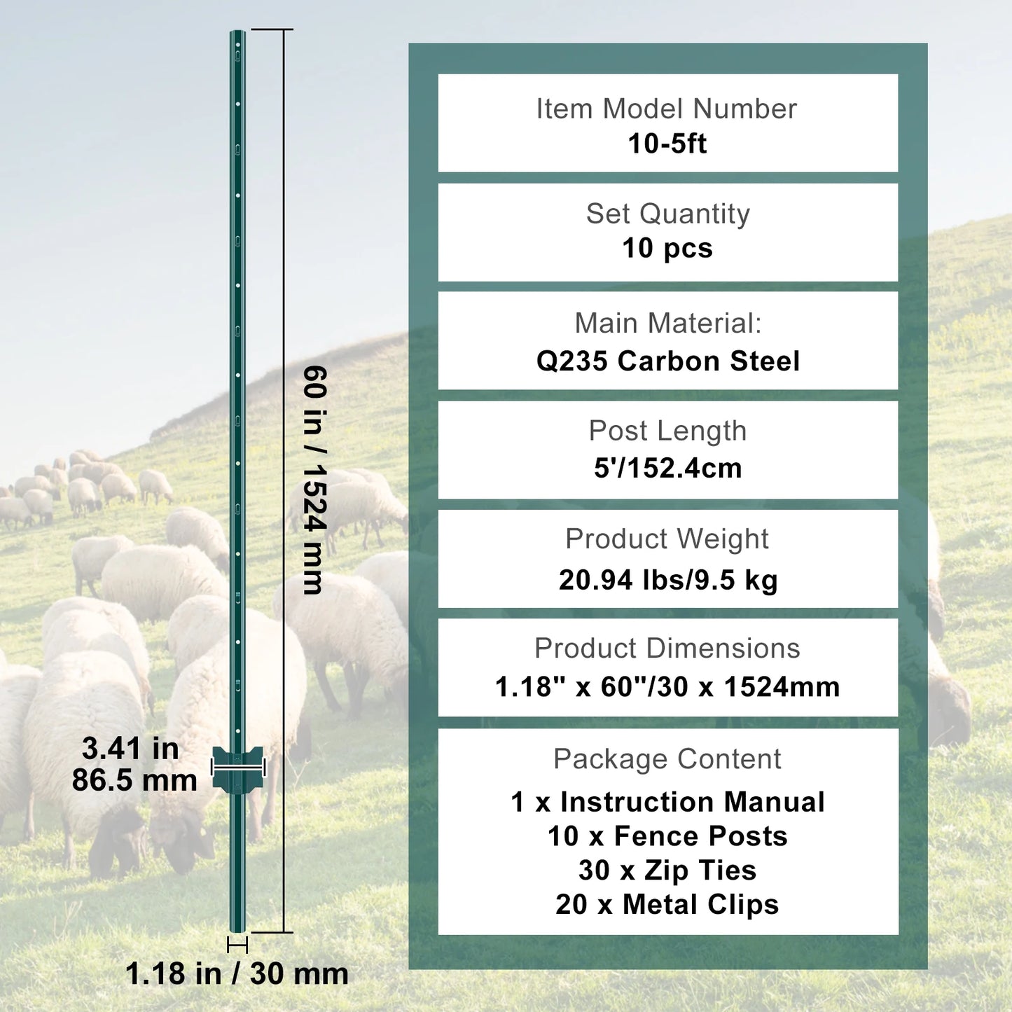 SucceBuy Heavy Duty T Post Fence Stakes Steel Garden Fence