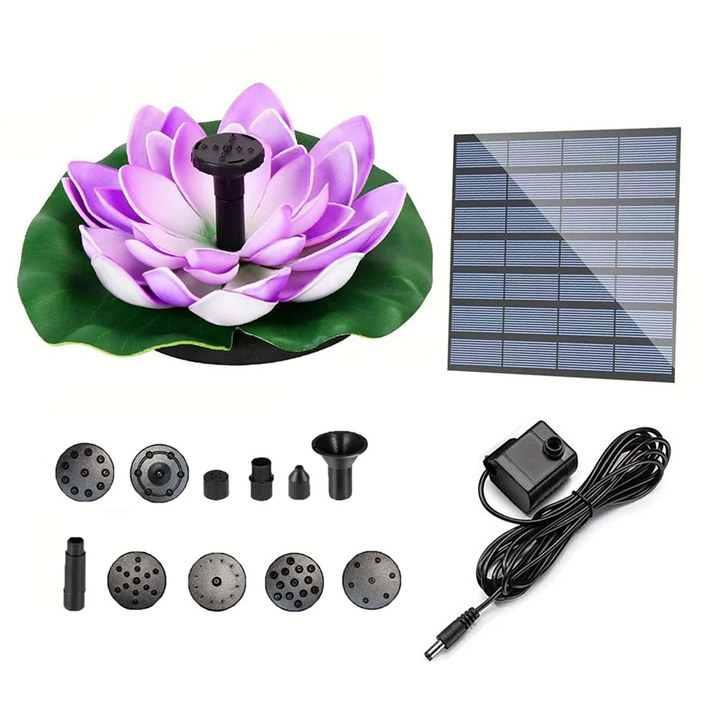 Lotus Solar Water Fountain Brushless Pump Floating Garden Fountain Solar Powered Fountain for Outdoor Bird Bath