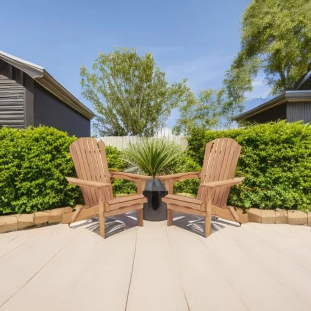 Outdoor Wooden Folding Chairs Set of 2 Cedar Patio