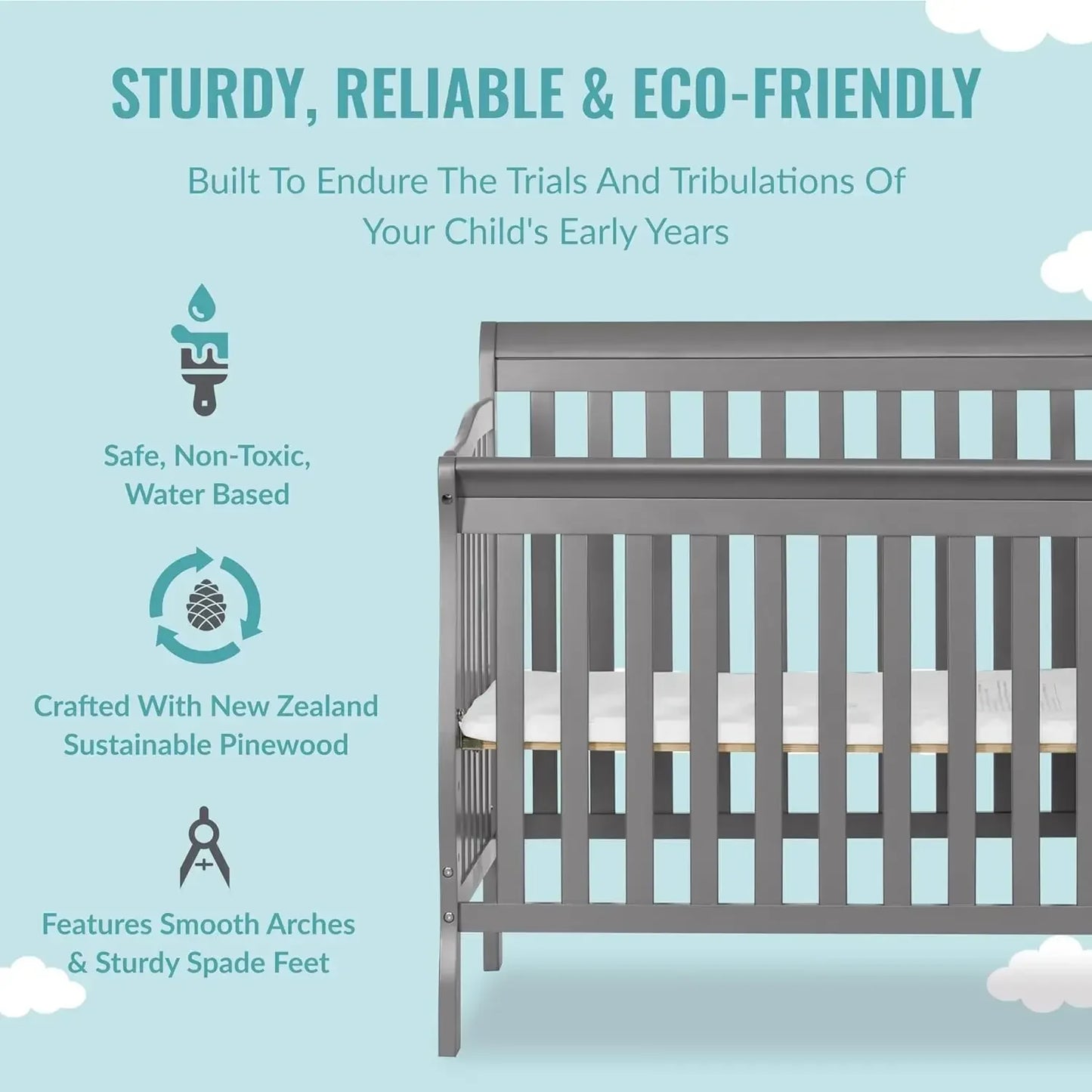 Jayden 4 In 1 Mini Convertible Baby Crib And Changer