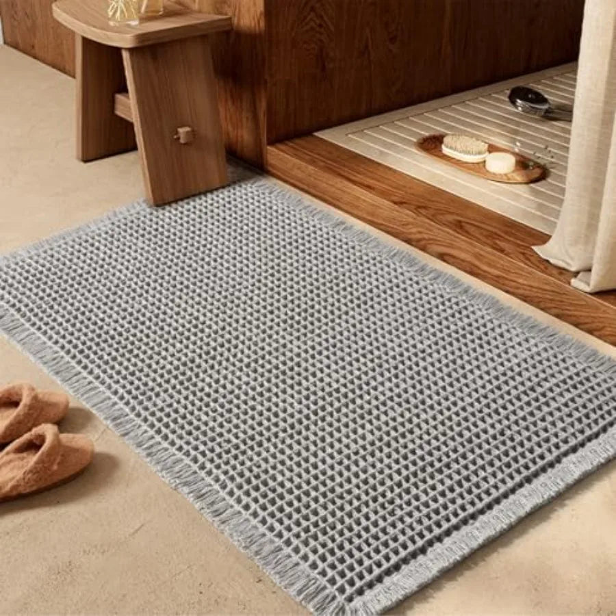 Washable Waffle Bathroom Rugs for Bath and Shower