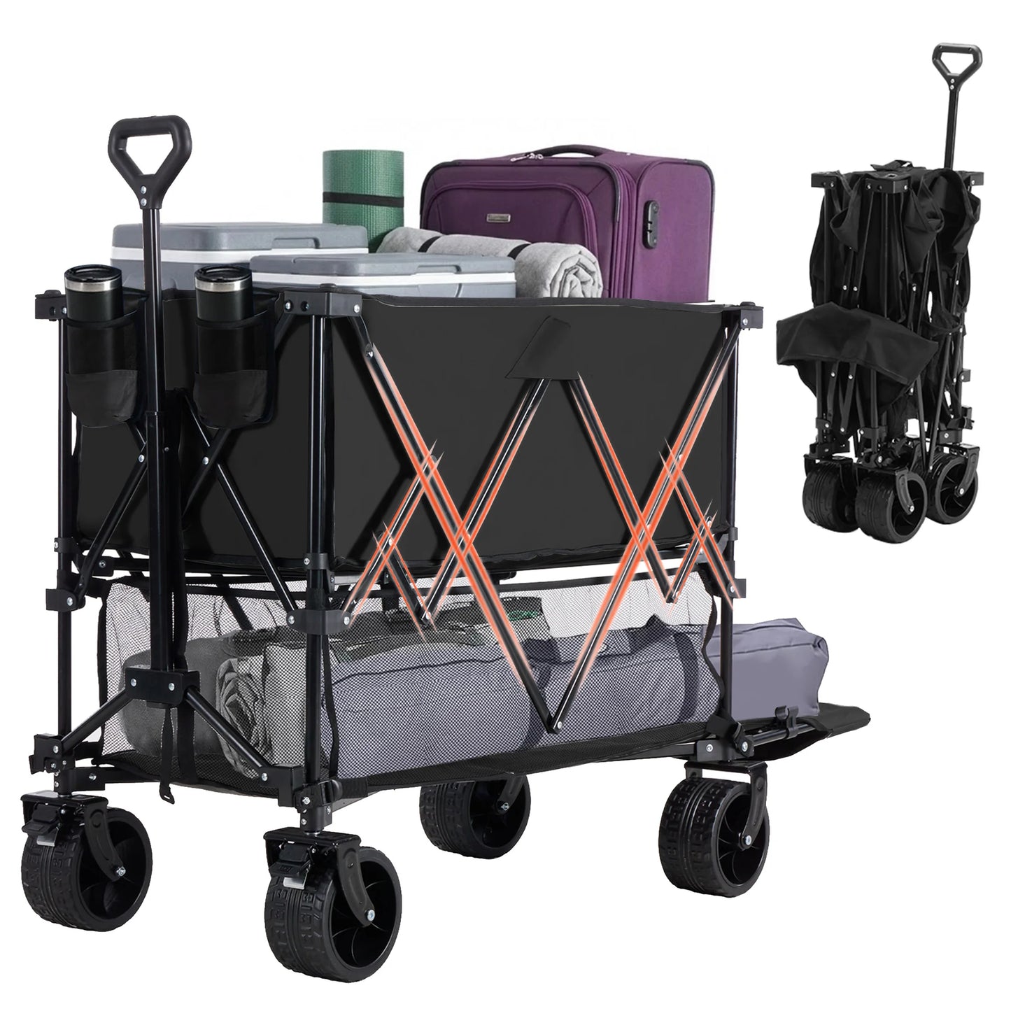 JHK Outdoor Double Decker Wagon Cart